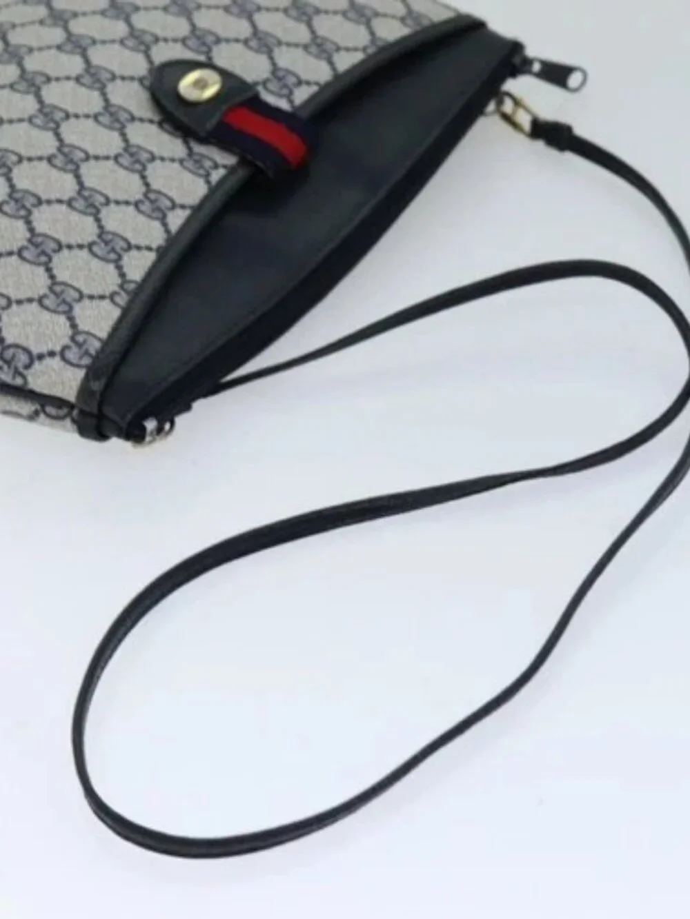 GUCCI GG Supreme Sherry Line Shoulder Bag PVC Navy Red 39 02 026 Auth ki4524 - Picture 7 of 16